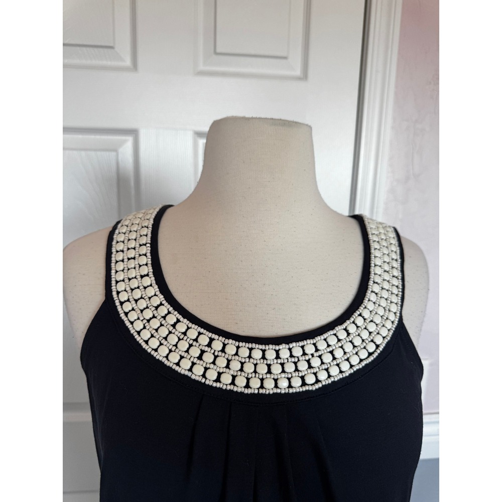 Talbots Petites Black Beaded Neckline Sleeveless Shell Tank Top Size P - Picture 5 of 10